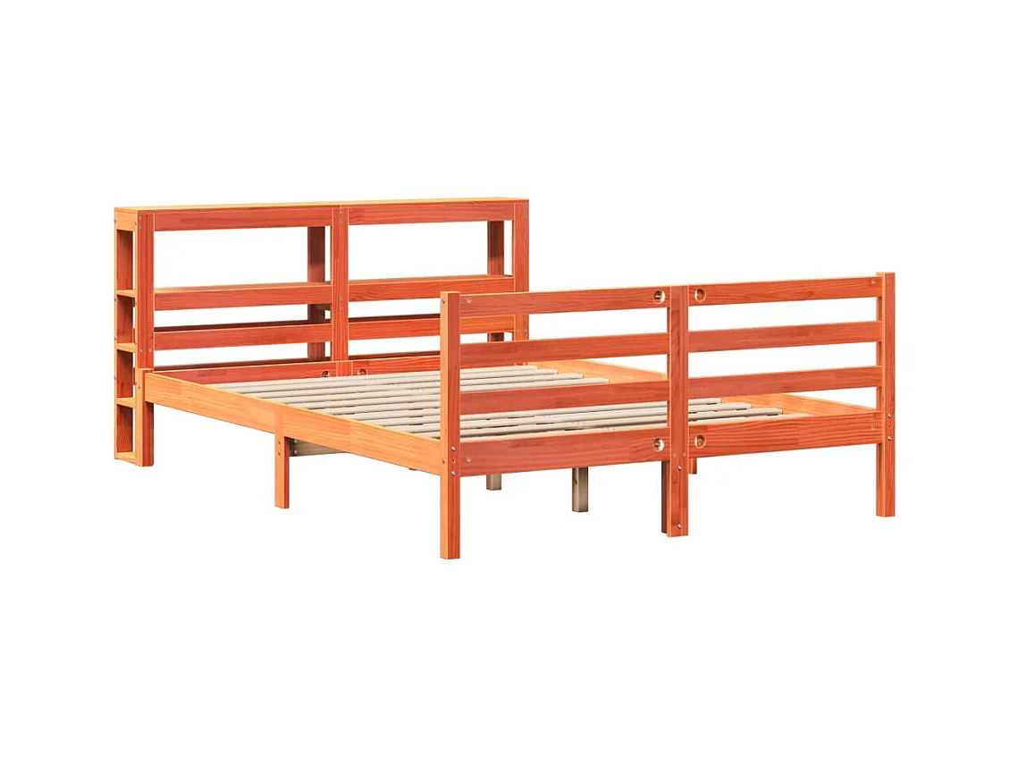Cama sem colchão 135x190 cm madeira pinho maciça castanho-mel