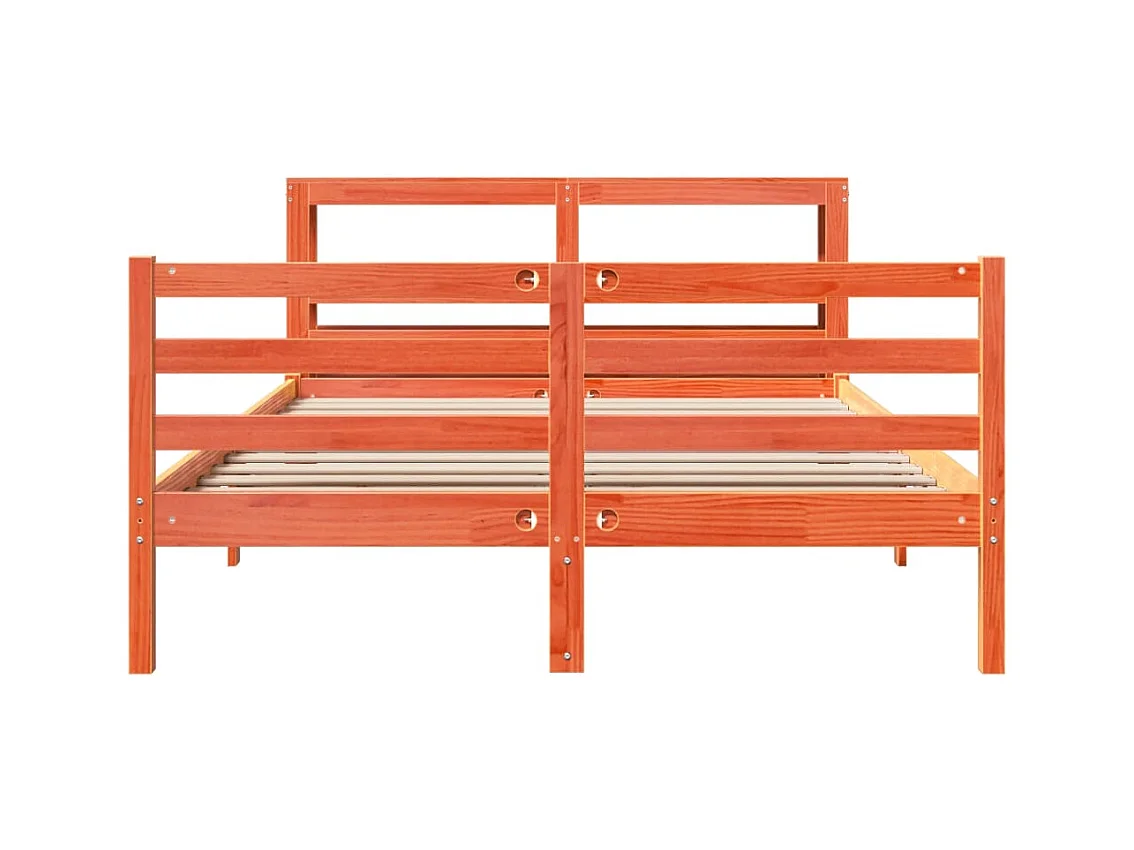 Cama sem colchão 135x190 cm madeira pinho maciça castanho-mel