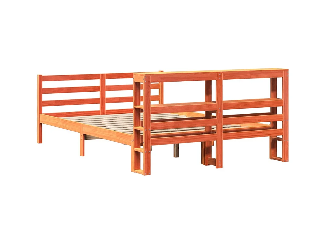 Cama sem colchão 135x190 cm madeira pinho maciça castanho-mel