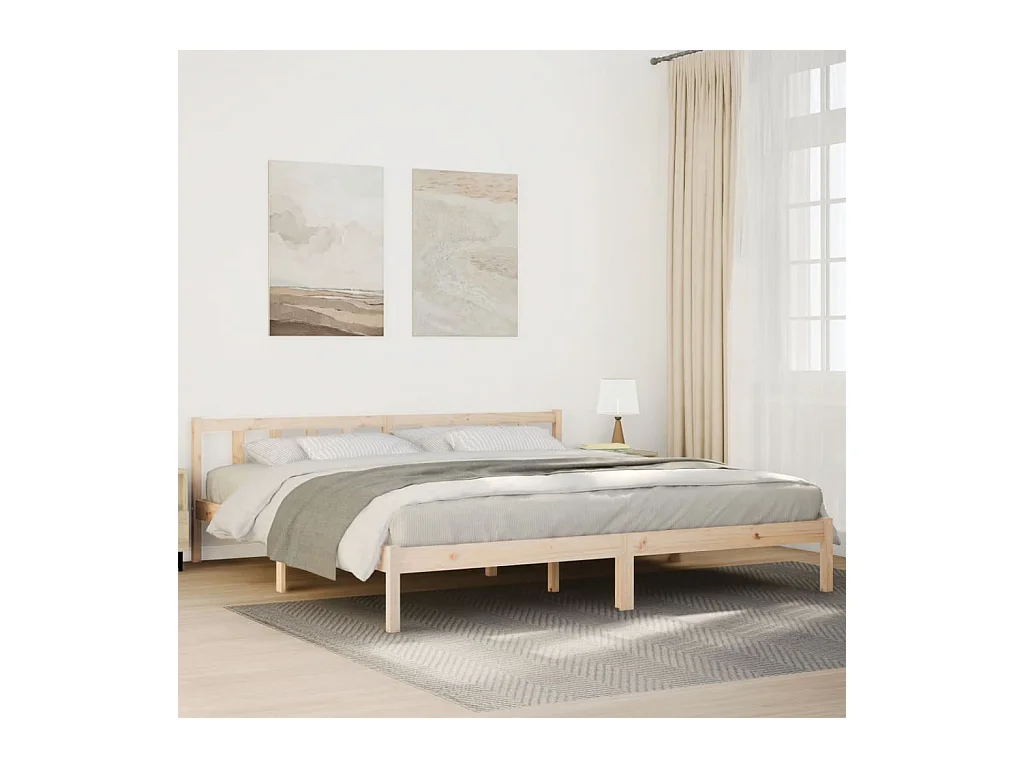 Letto Extra Lungo senza Materasso 180x220 cm in Legno di Pino