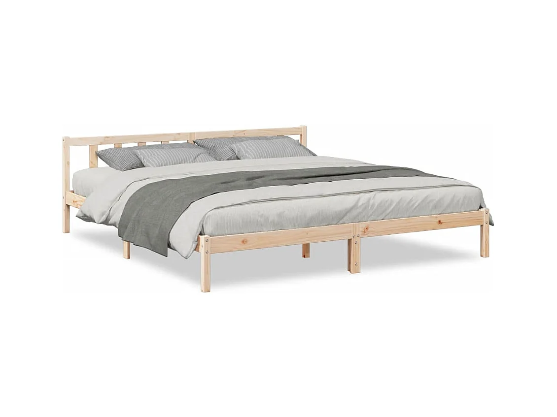 Letto Extra Lungo senza Materasso 180x220 cm in Legno di Pino