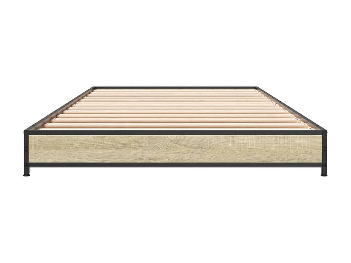 Bettgestell Sonoma-Eiche 100x200 cm Holzwerkstoff und Metall