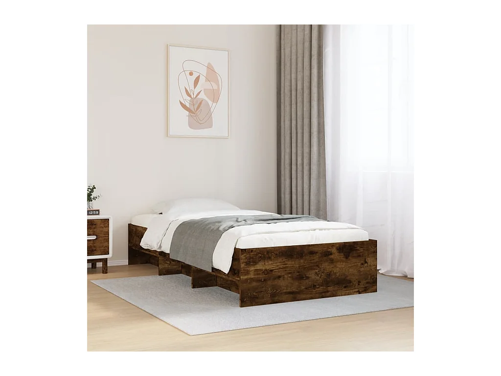 Cadre de lit sans matelas chêne fumé 100x200 cm bois ingénierie