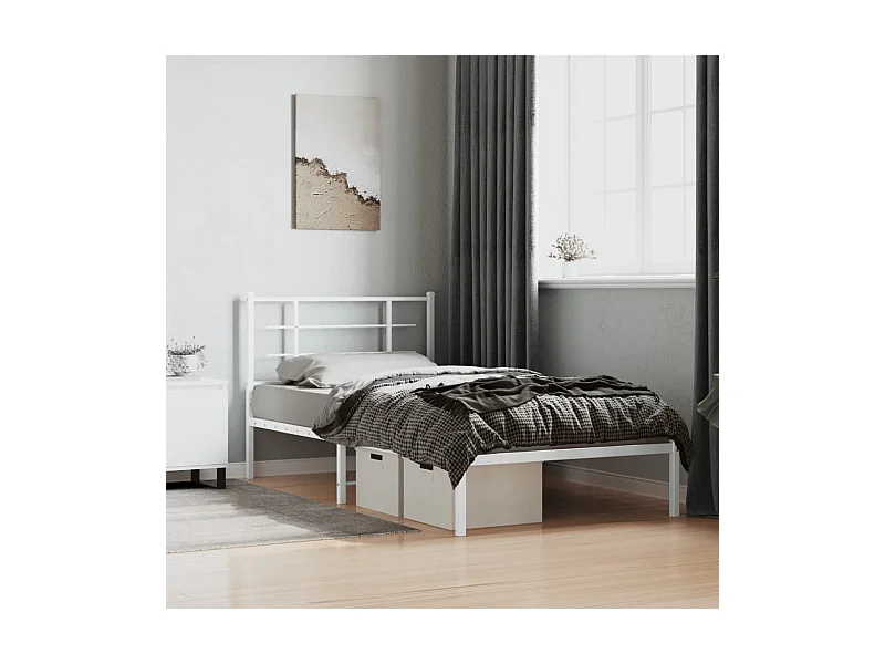 Giroletto con Testiera Metallo Bianco 100x200 cm