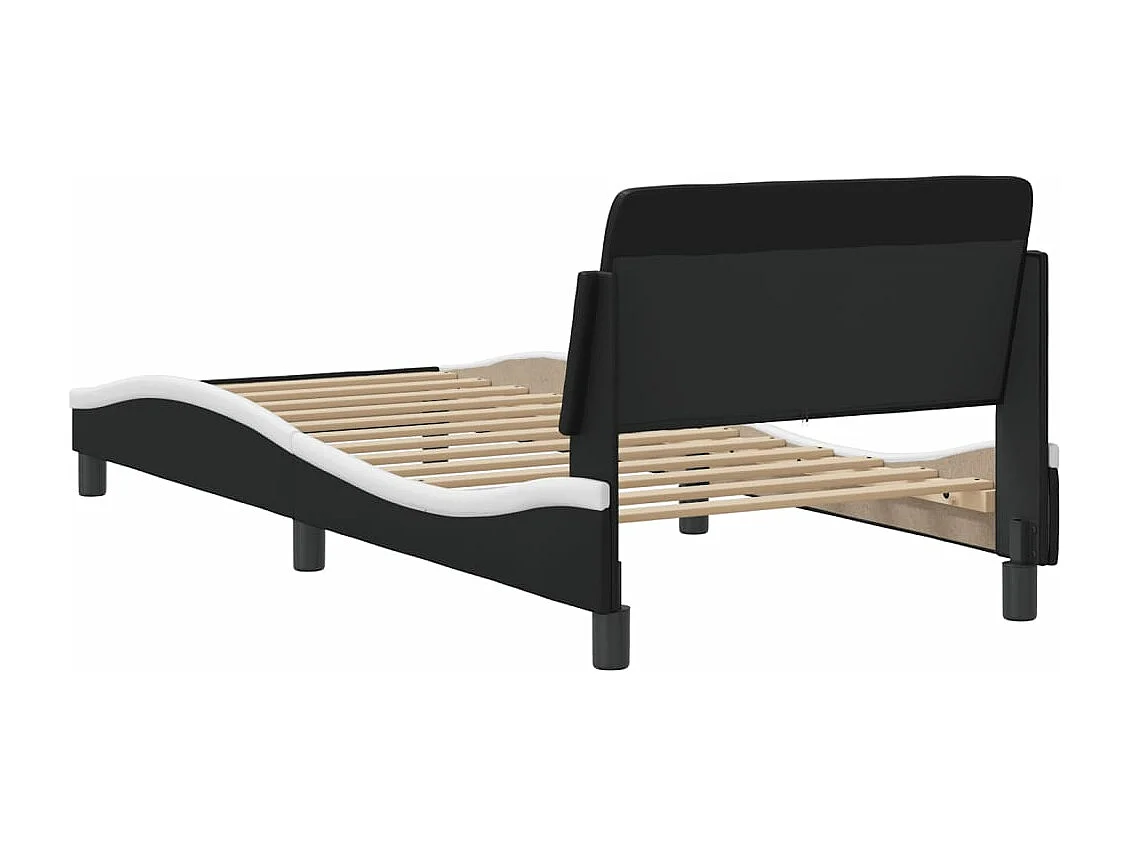 Cadre de lit sans matelas noir et blanc 90x190 cm similicuir