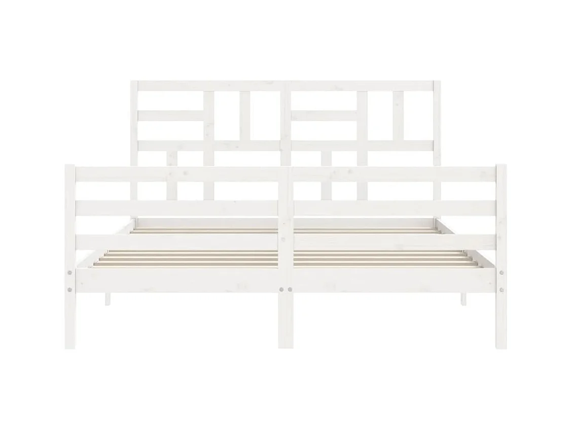 Massivholzbett mit Kopfteil Weiß