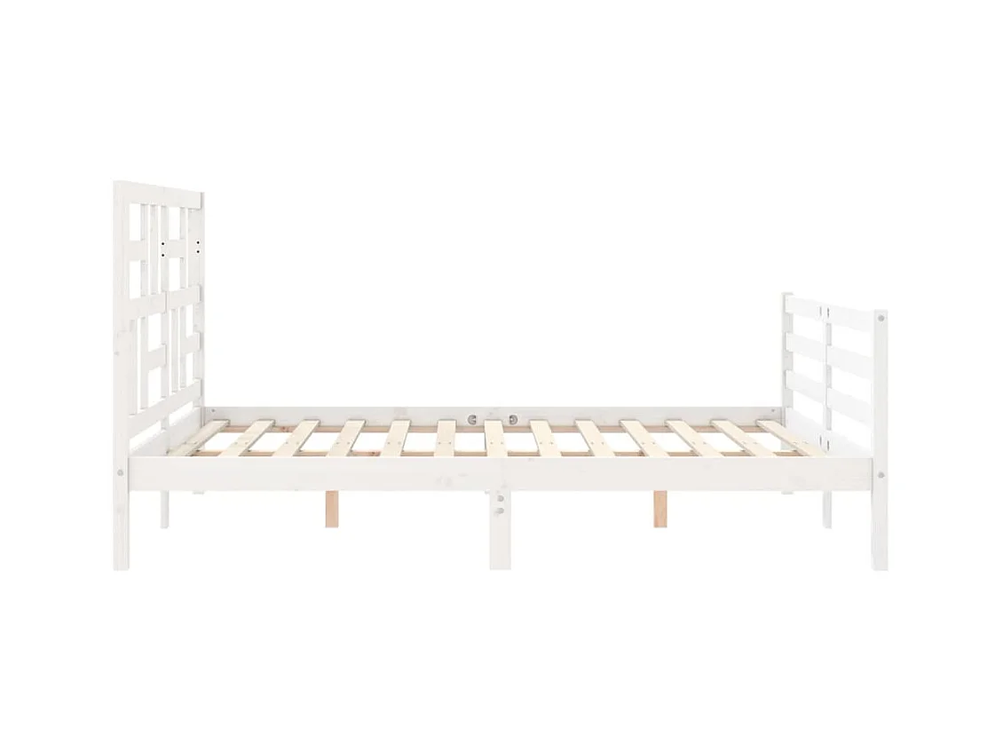 Massivholzbett mit Kopfteil Weiß