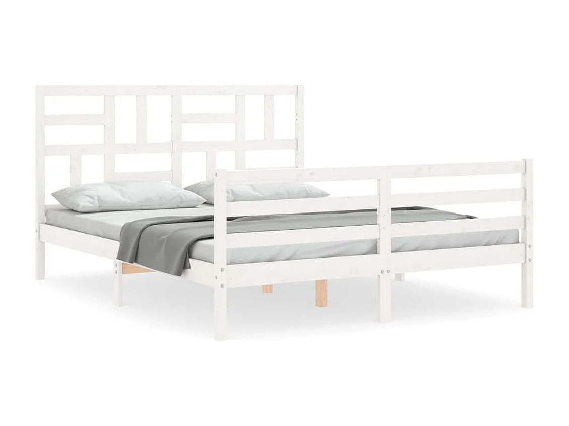 Cadre de lit sans matelas blanc bois de pin massif