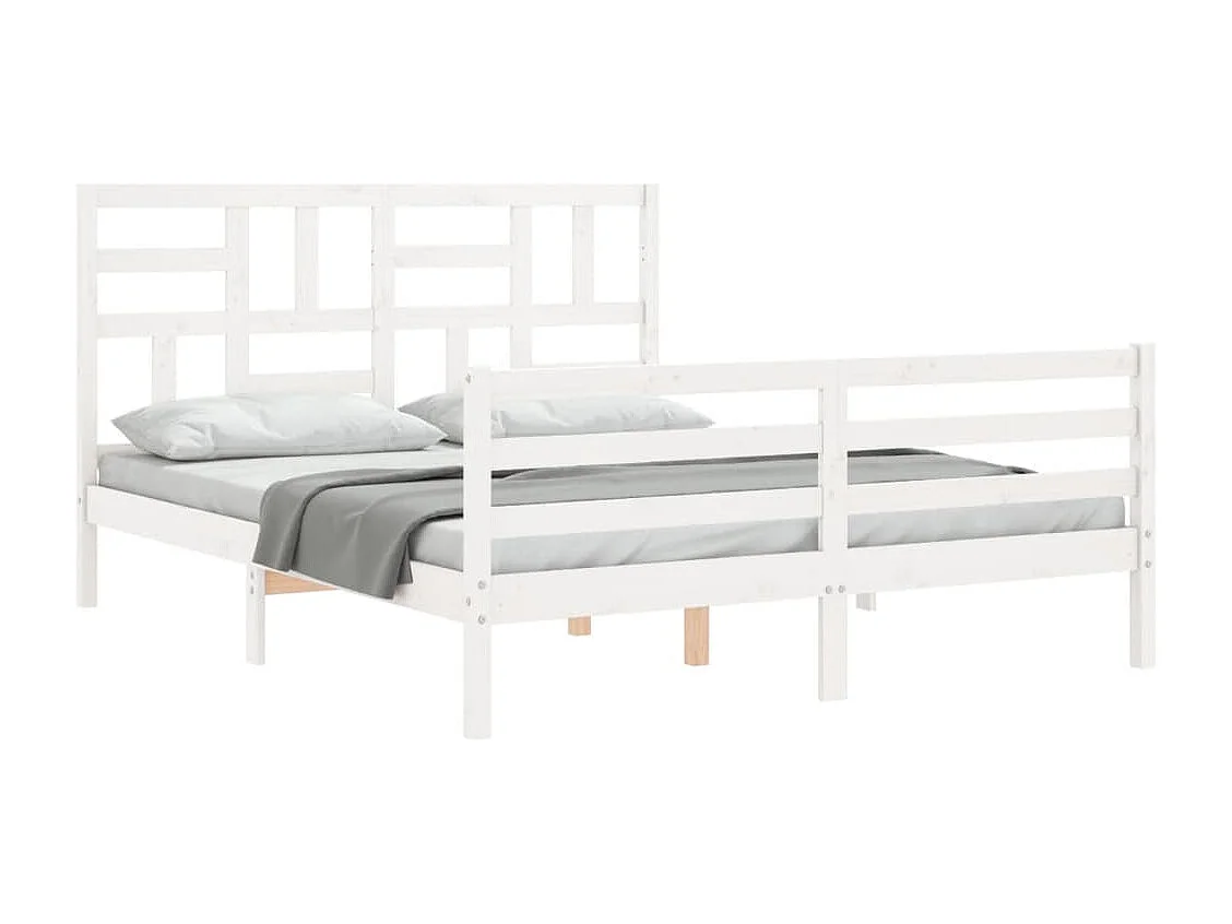 Cadre de lit sans matelas blanc bois de pin massif