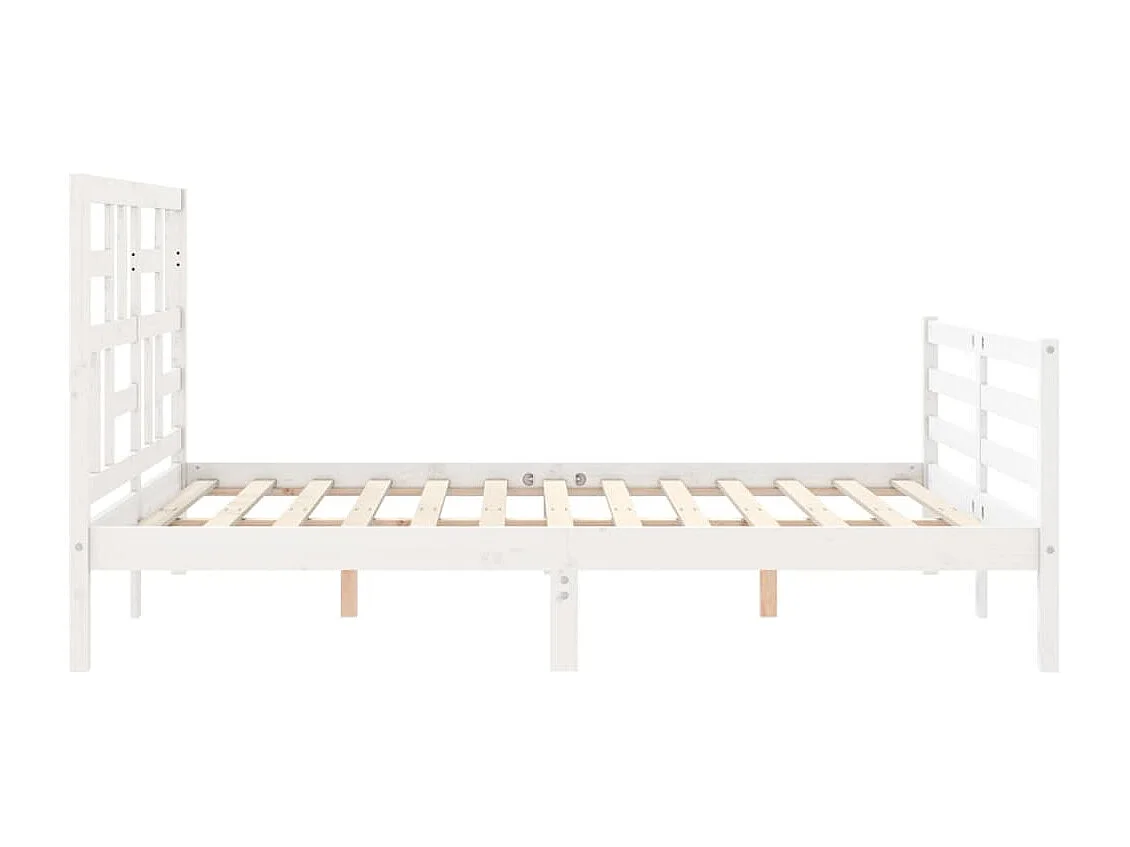 Cadre de lit sans matelas blanc bois de pin massif