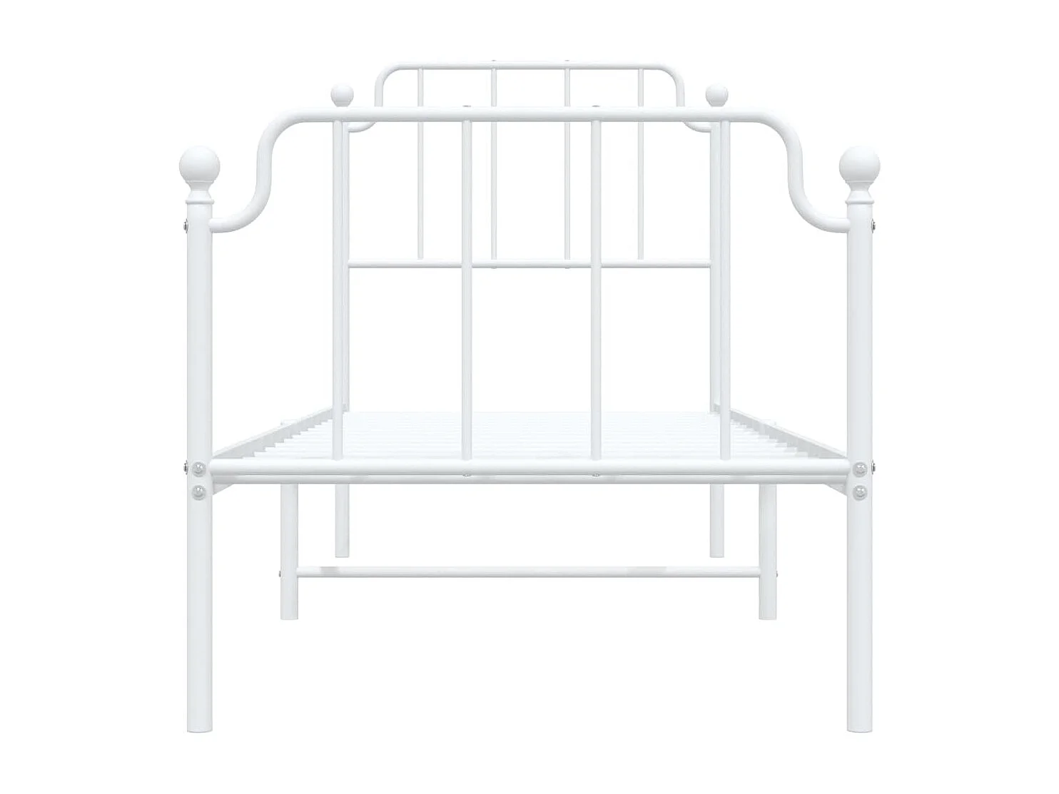 Cadre de lit métal sans matelas avec pied de lit blanc 75x190cm