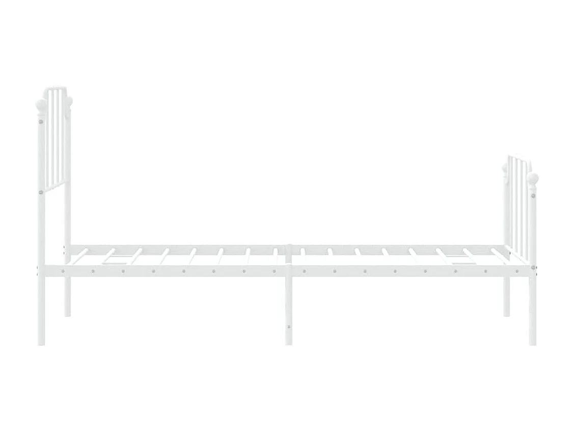 Cadre de lit métal sans matelas avec pied de lit blanc 75x190cm