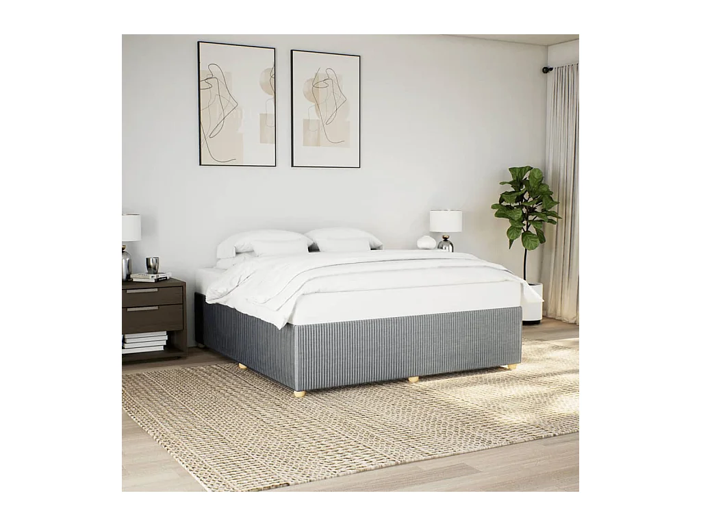 Cadre de lit sans matelas gris clair 200x200 cm tissu