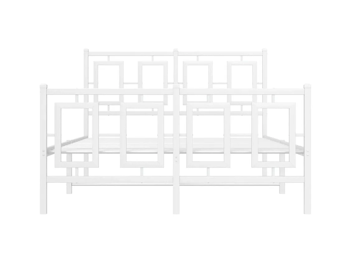 Giroletto con Testiera e Pediera Metallo Bianco 120x200 cm