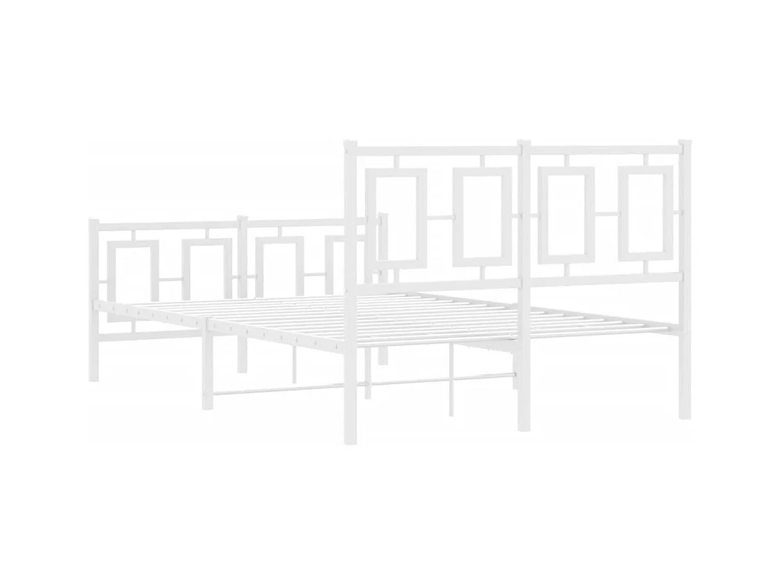 Giroletto con Testiera e Pediera Metallo Bianco 120x200 cm