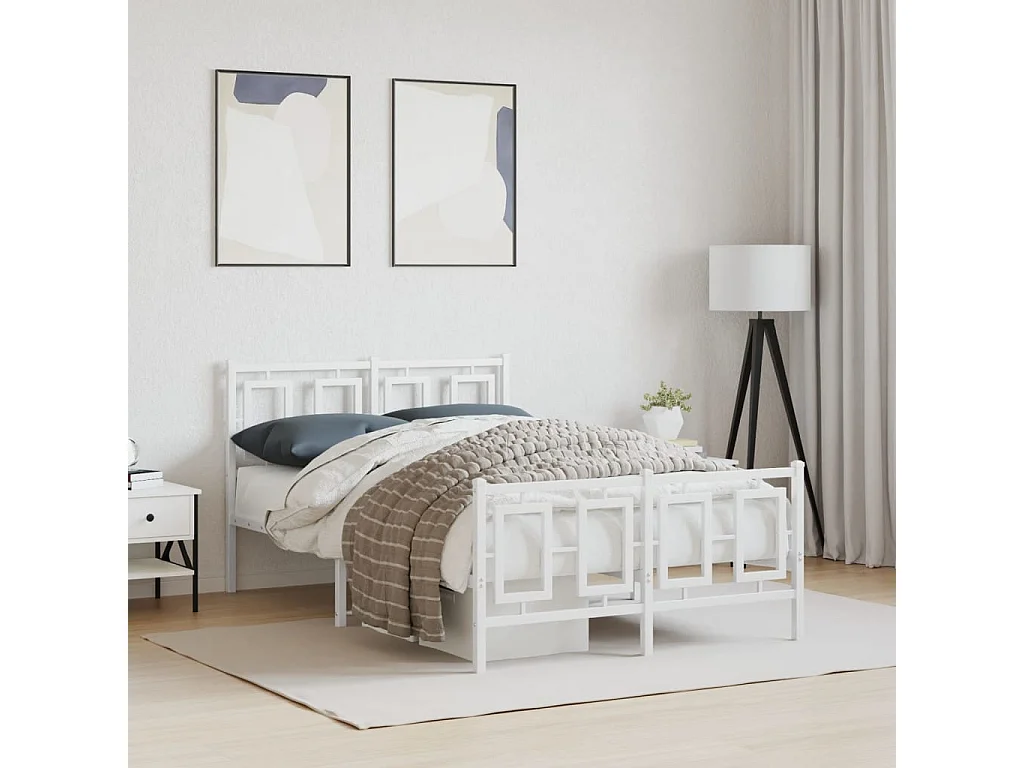 Bedframe met hoofd- en voeteneinde metaal wit 120x200 cm