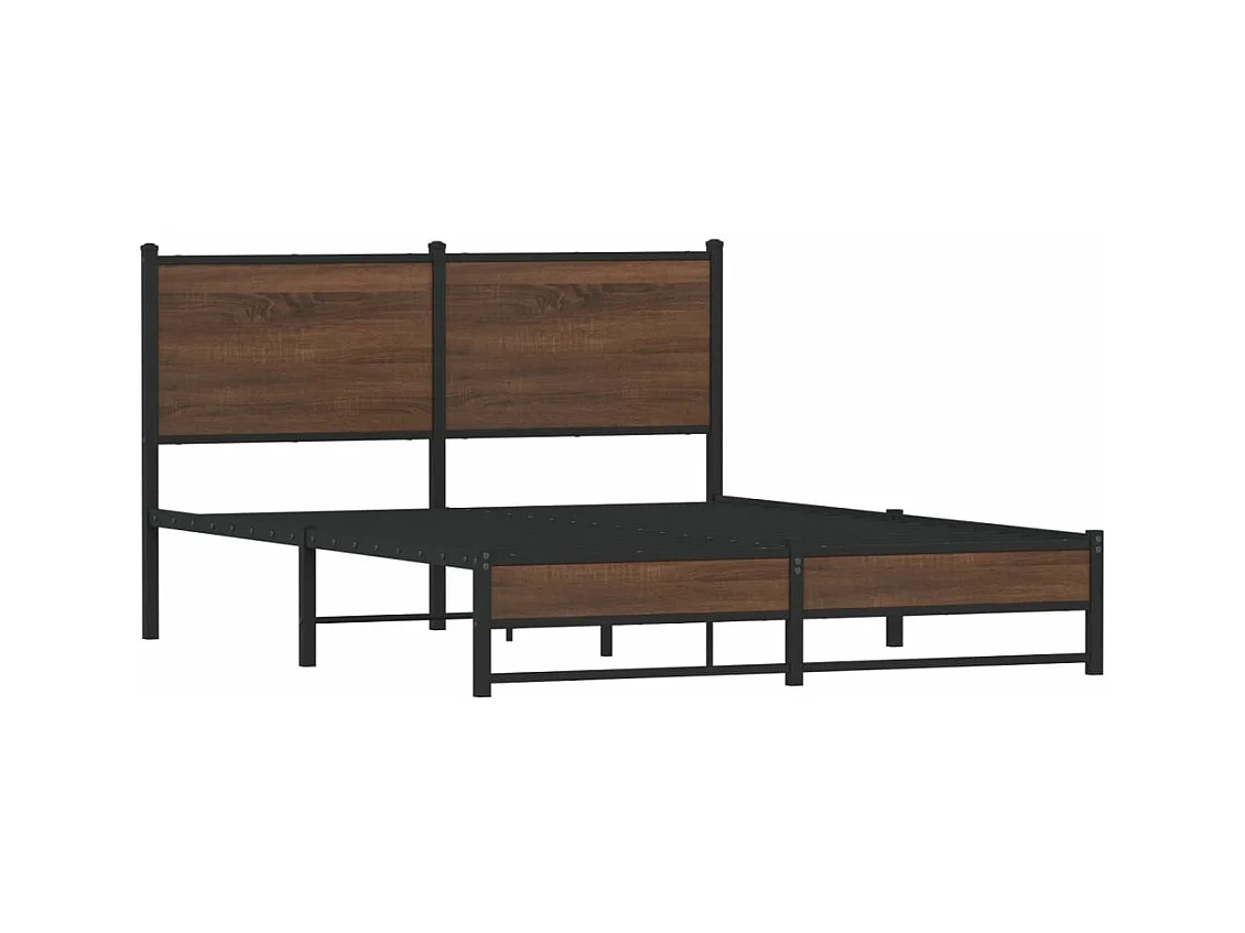 Cadre de lit en métal sans matelas chêne marron 137x190 cm