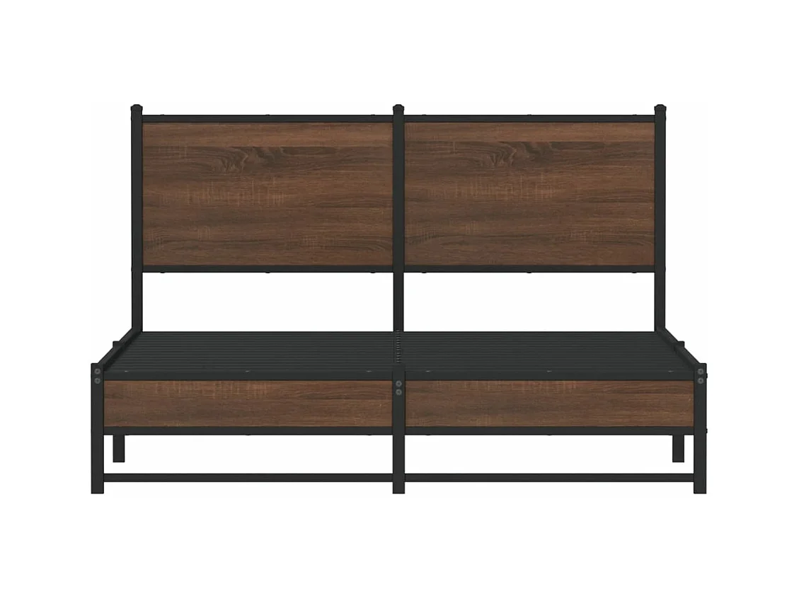 Cadre de lit en métal sans matelas chêne marron 137x190 cm