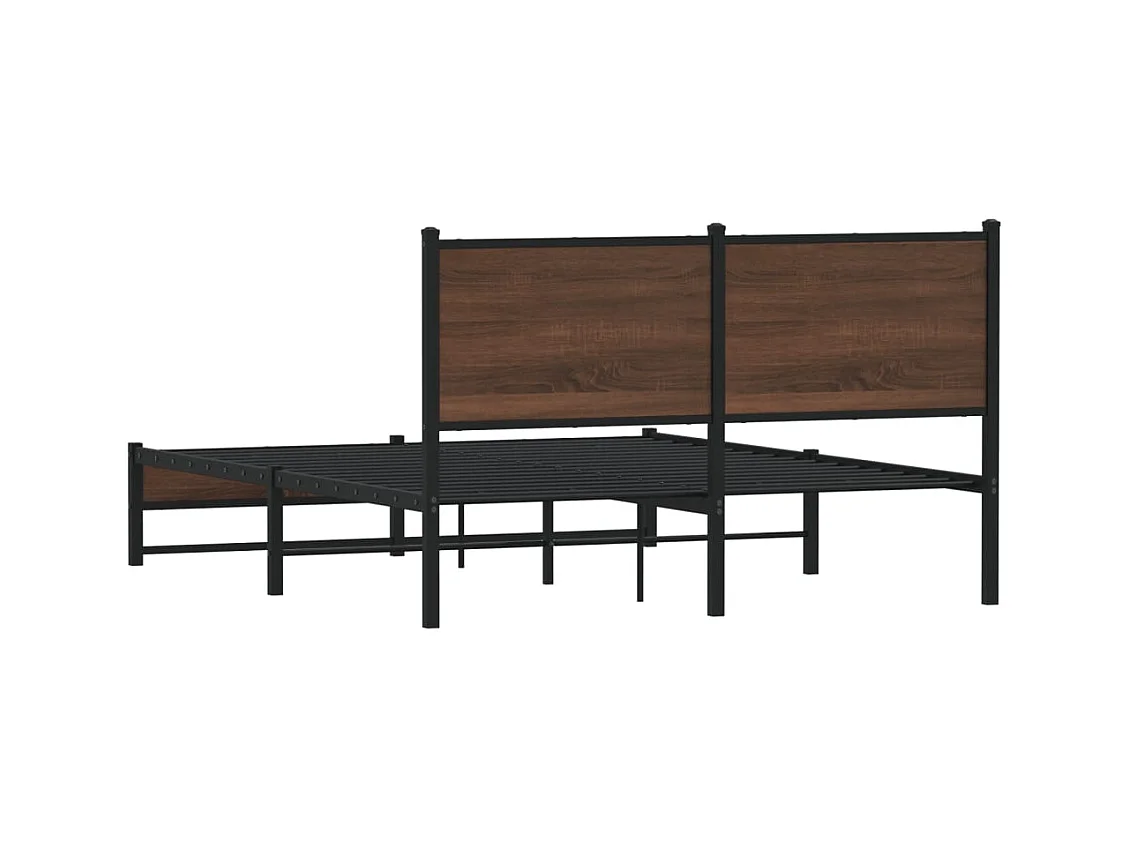 Cadre de lit en métal sans matelas chêne marron 137x190 cm