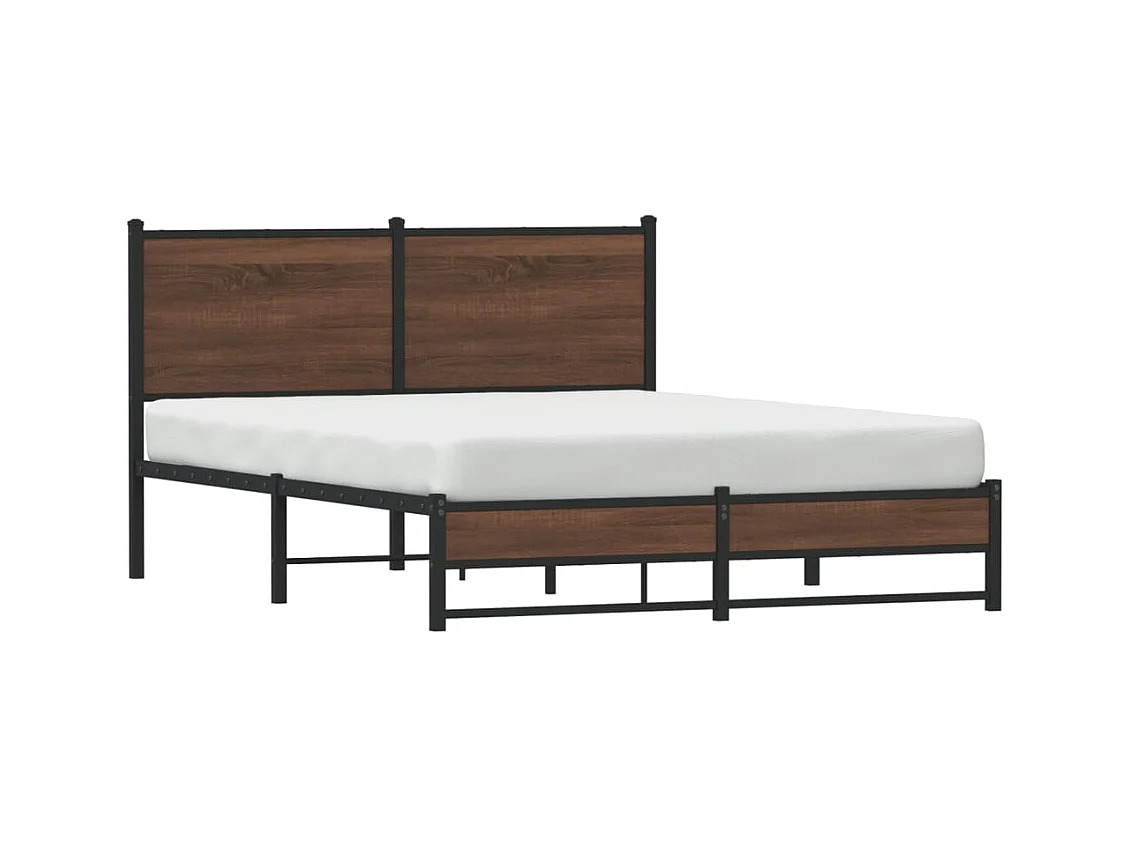 Cadre de lit en métal sans matelas chêne marron 137x190 cm