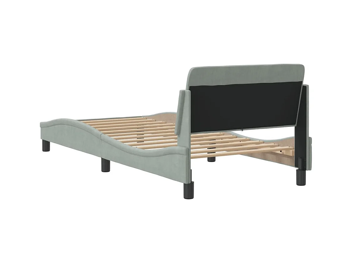 Giroletto senza Materasso Grigio Chiaro 90x190 cm Velluto