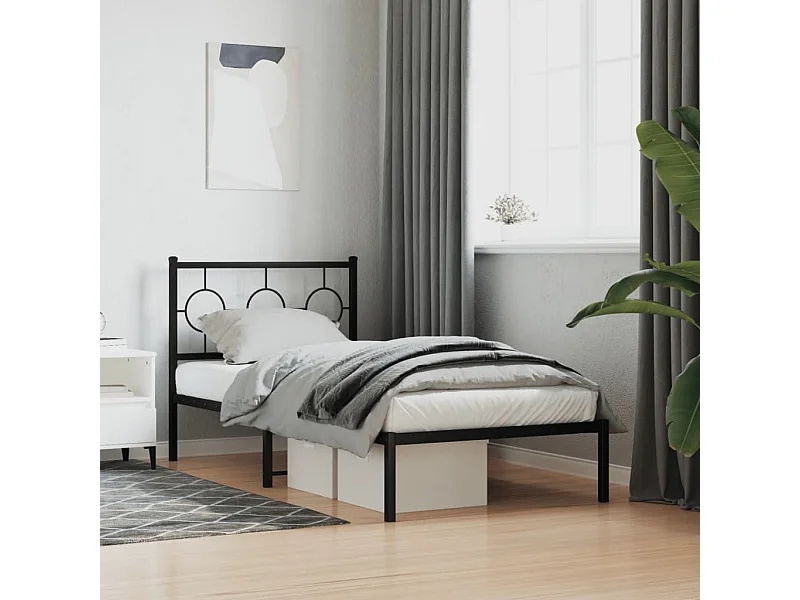 Estrutura de cama com cabeceira 90x190 cm metal preto
