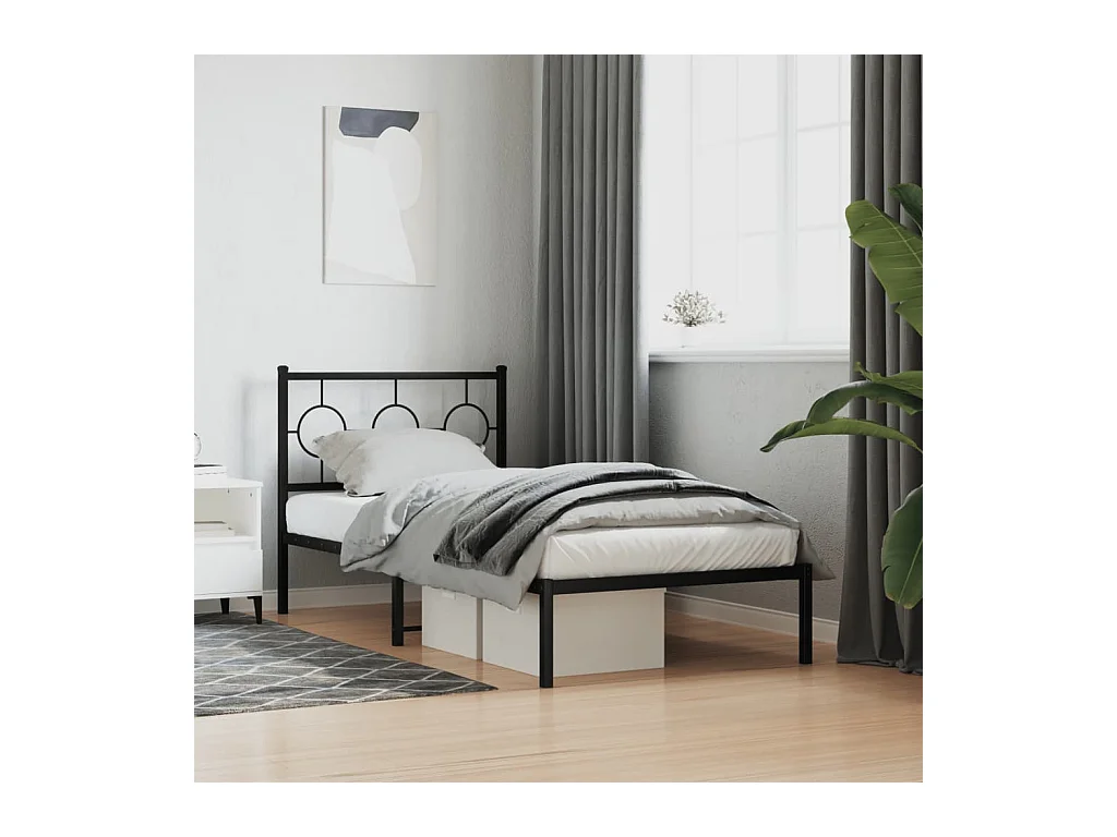 Giroletto con Testiera in Metallo Nero 90x190 cm