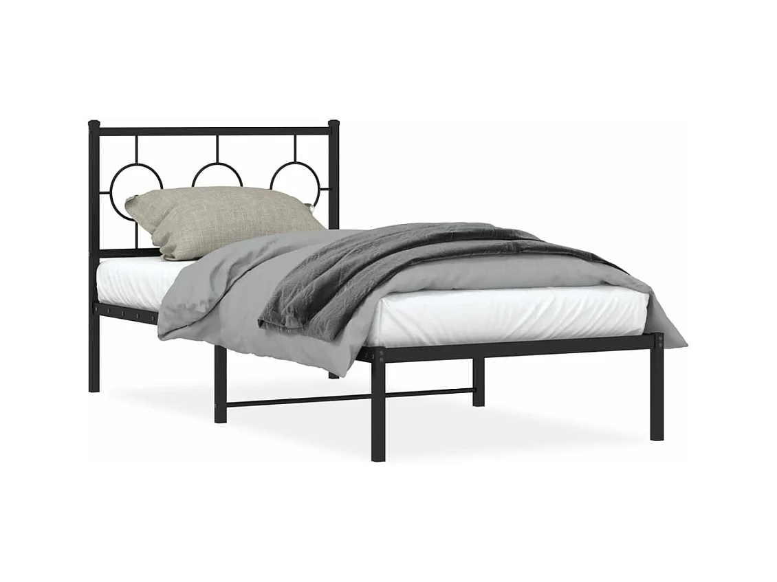 Giroletto con Testiera in Metallo Nero 90x190 cm