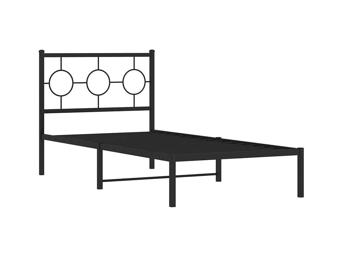 Giroletto con Testiera in Metallo Nero 90x190 cm