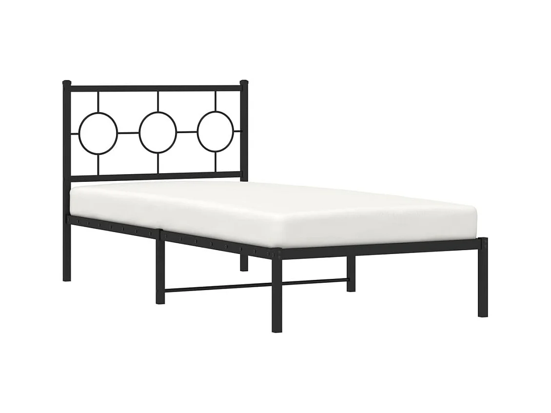 Giroletto con Testiera in Metallo Nero 90x190 cm