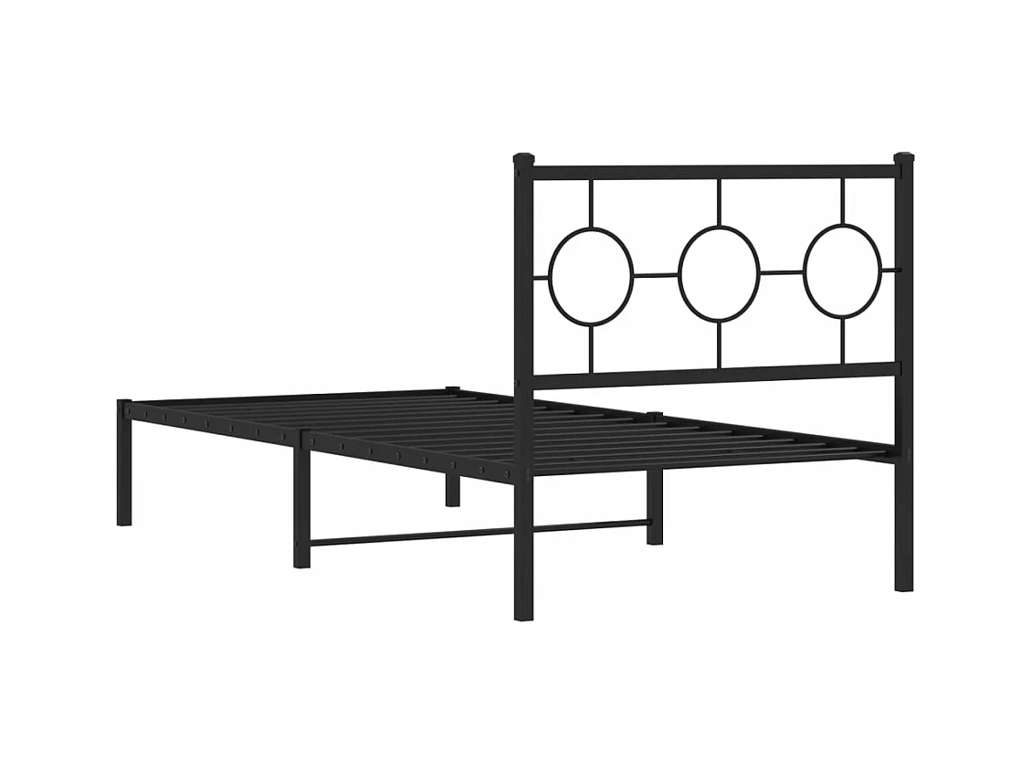 Cadre de lit métal sans matelas avec tête de lit noir 90x190 cm