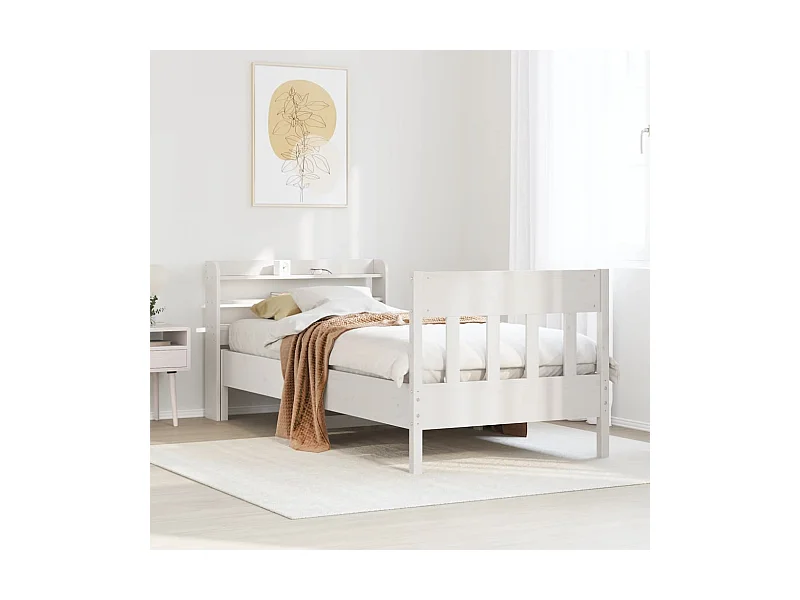Cama sem colchão 90x200 cm madeira de pinho maciça branco