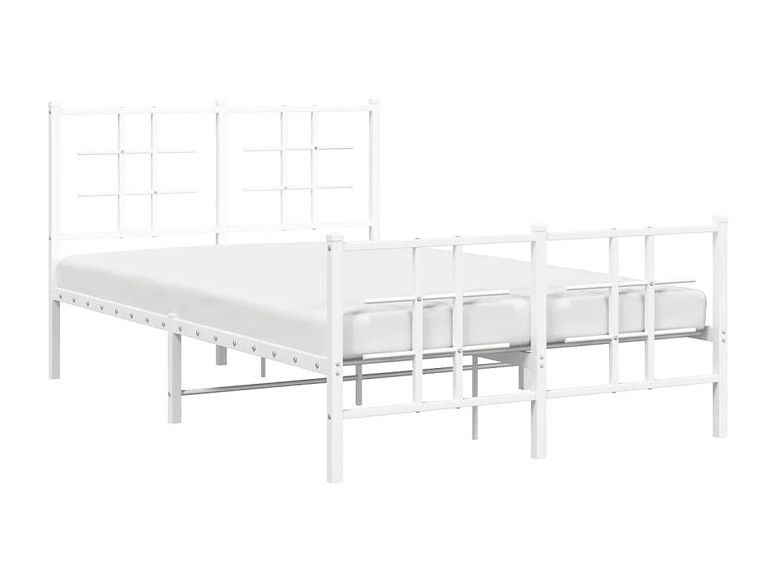 Estrutura de cama com cabeceira e pés 120x200 cm metal branco