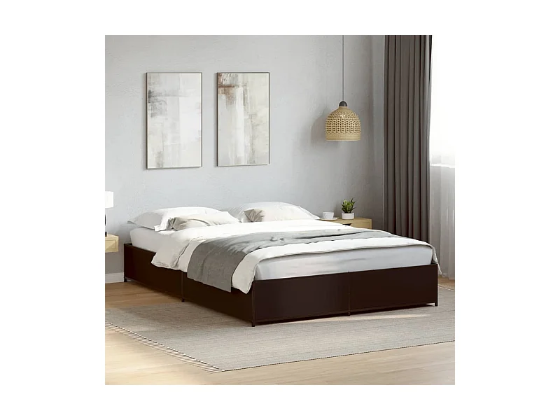 Bettgestell Schwarz 140x200 cm Holzwerkstoff und Metall