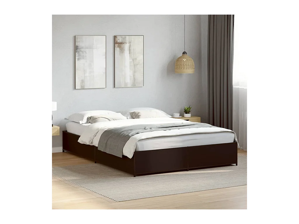 Bettgestell Schwarz 140x200 cm Holzwerkstoff und Metall