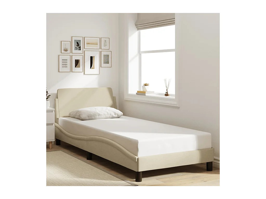 Giroletto con Testiera senza Materasso Crema 80x200 cm Tessuto