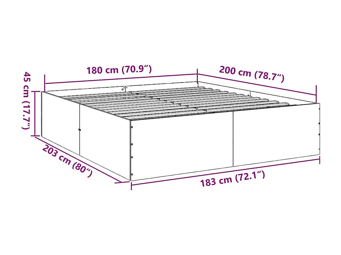 Bedframe zonder matras massief grenenhout wasbruin 200x200 cm