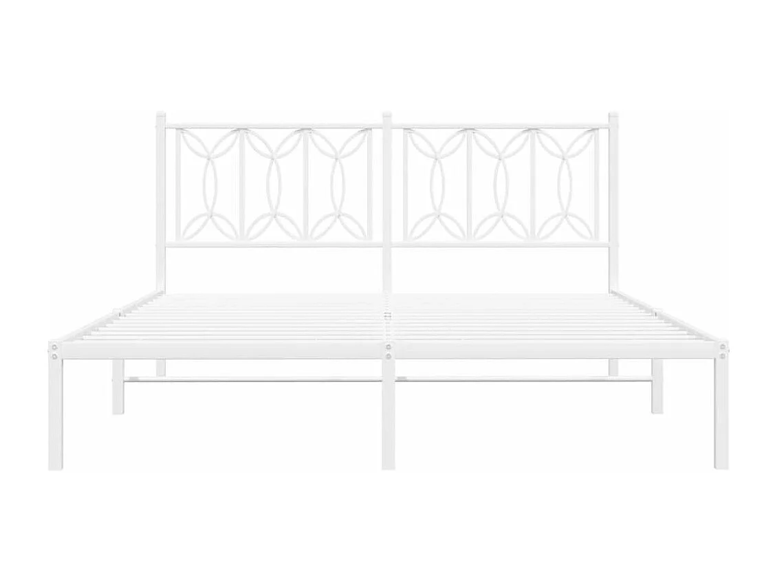 Cadre de lit métal sans matelas et tête de lit blanc 160x200 cm