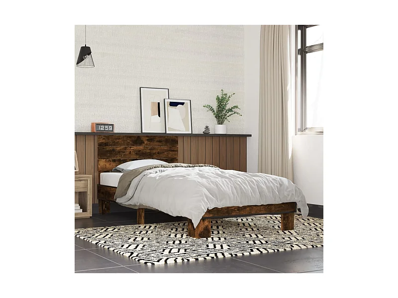 Cadre de lit sans matelas chêne fumé 100x200 cm