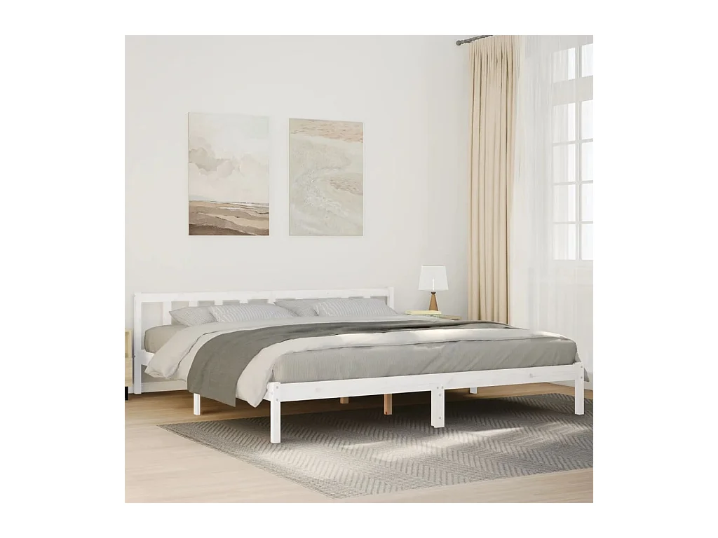 Cadre de lit extra long sans matelas 180x220 cm bois massif pin