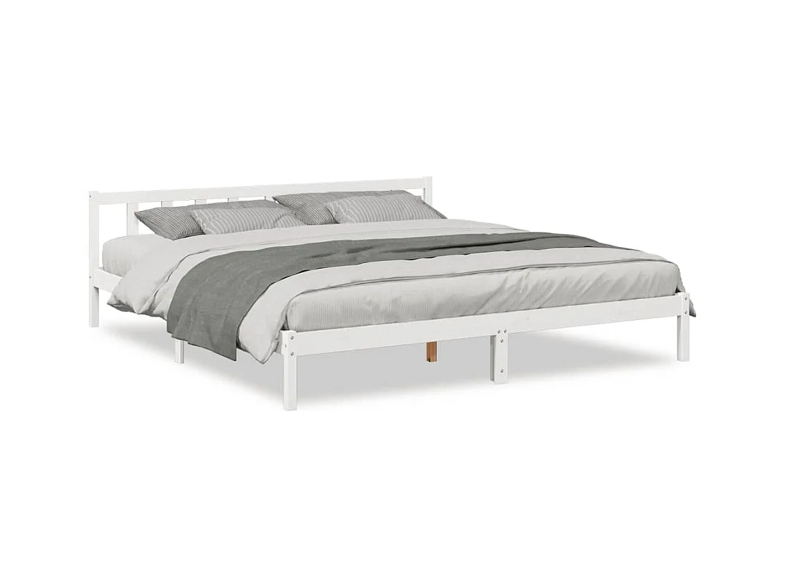 Cadre de lit extra long sans matelas 180x220 cm bois massif pin