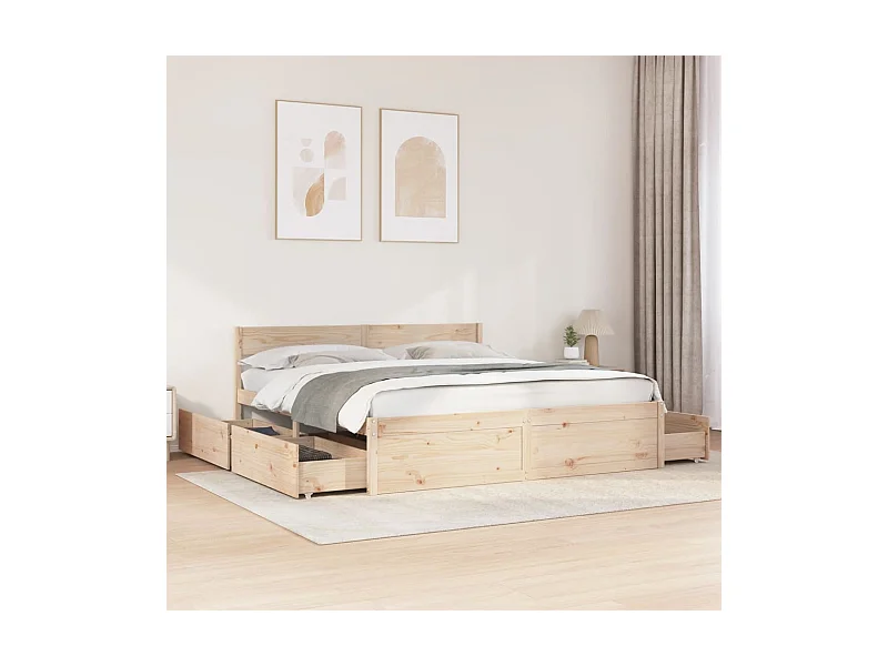 Letto senza Materasso 180x200 cm in Legno Massello di Pino