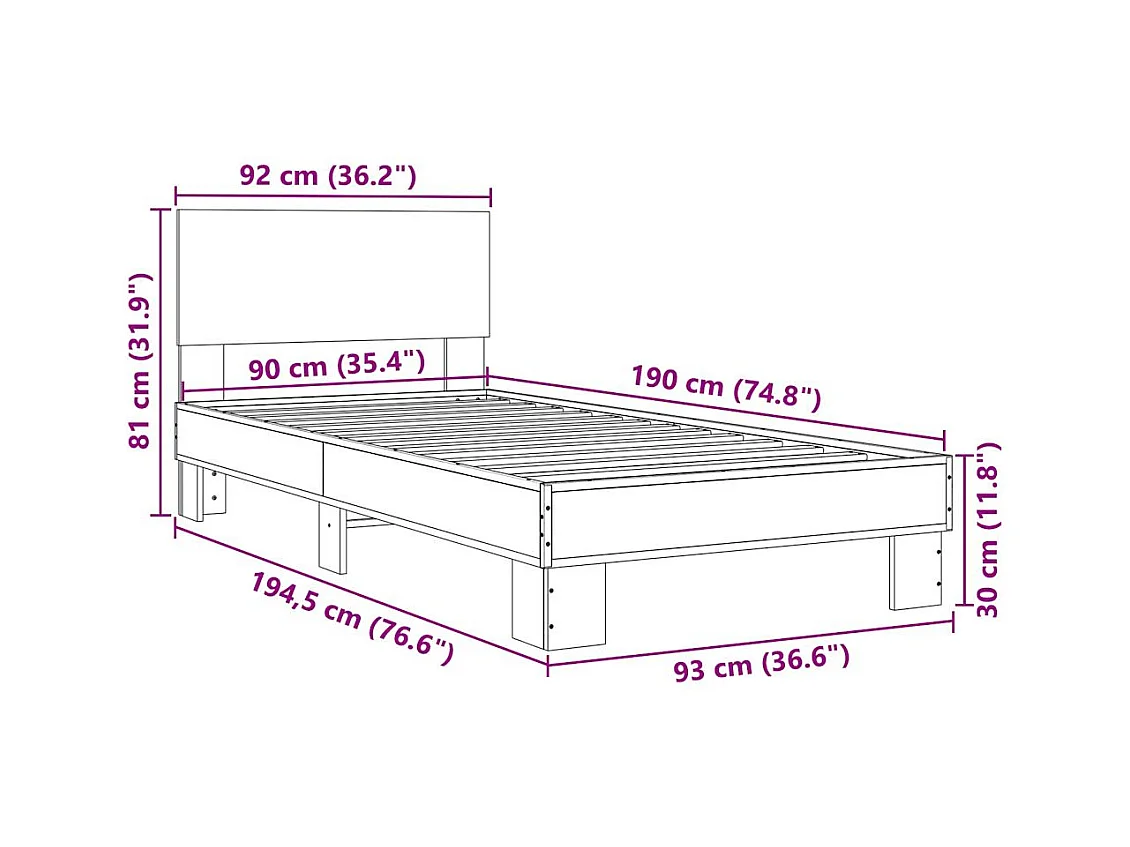Giroletto Rovere Marrone 90x190 cm Legno Multistrato e Metallo