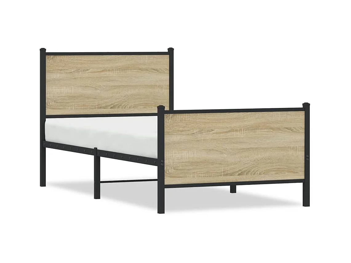 Cadre de lit en métal sans matelas chêne sonoma 90x190 cm