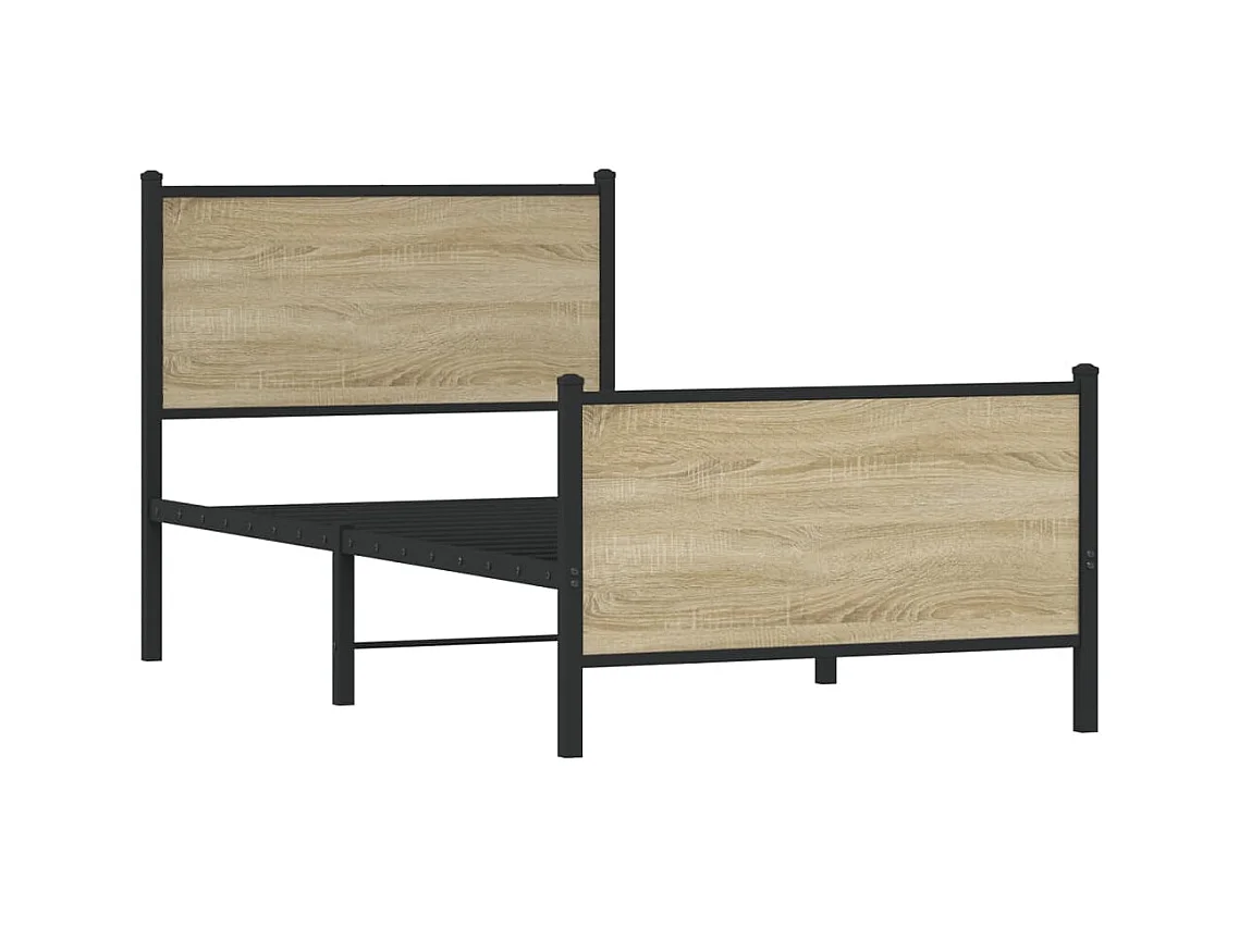Cadre de lit en métal sans matelas chêne sonoma 90x190 cm
