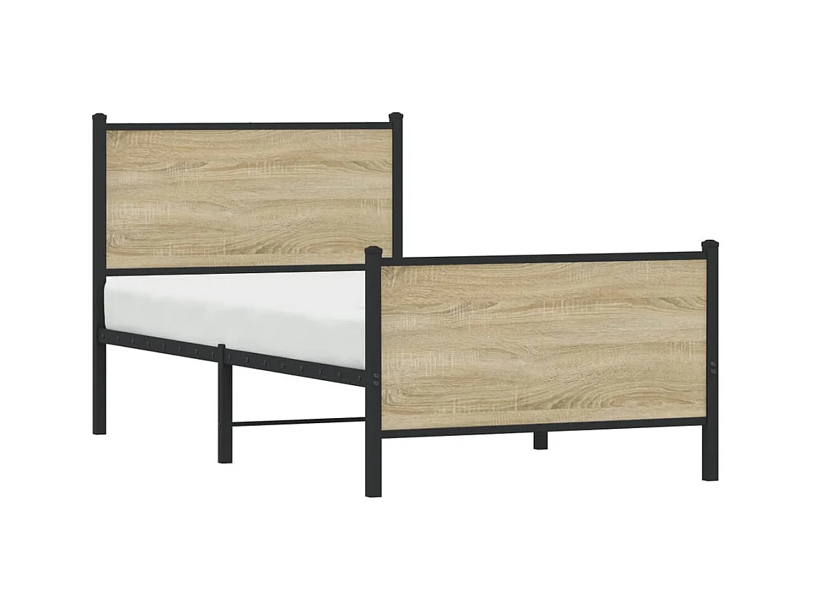 Cadre de lit en métal sans matelas chêne sonoma 90x190 cm