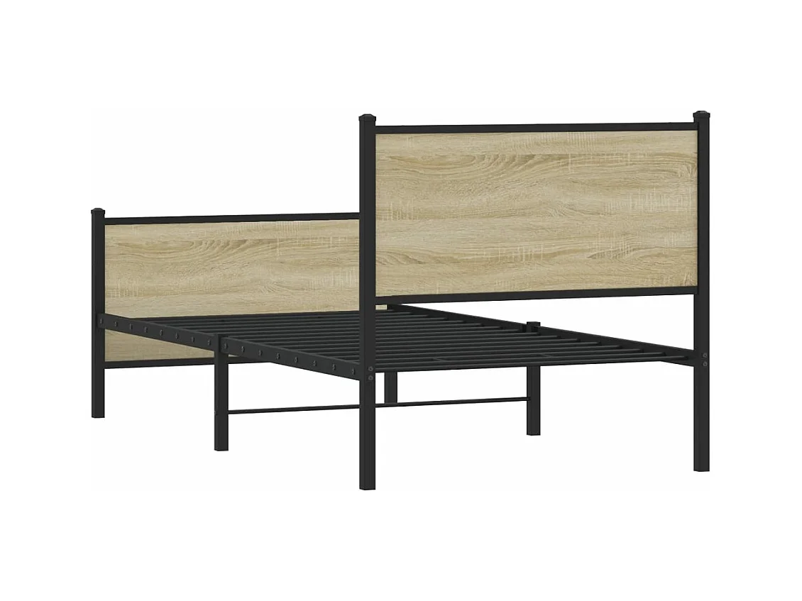 Cadre de lit en métal sans matelas chêne sonoma 90x190 cm