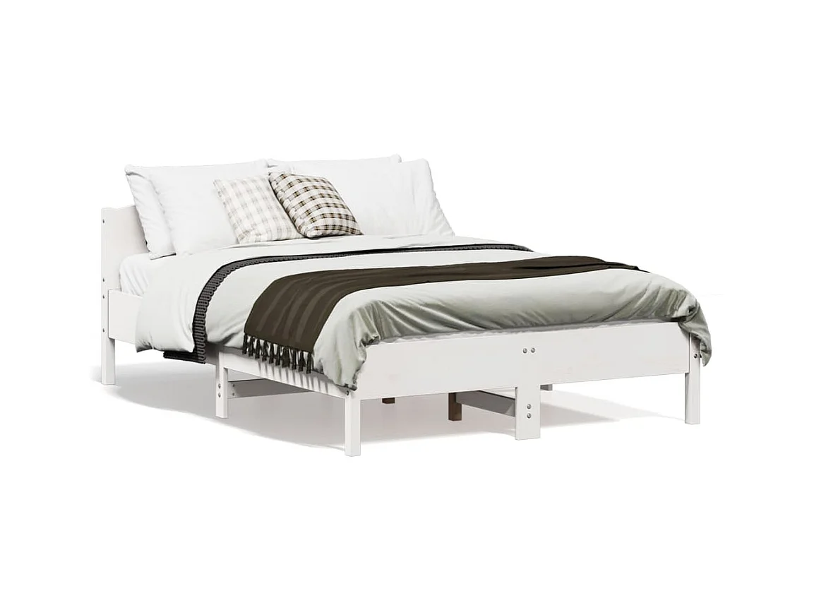 Letto senza Materasso Bianco 120x190 cm Legno Massello di Pino