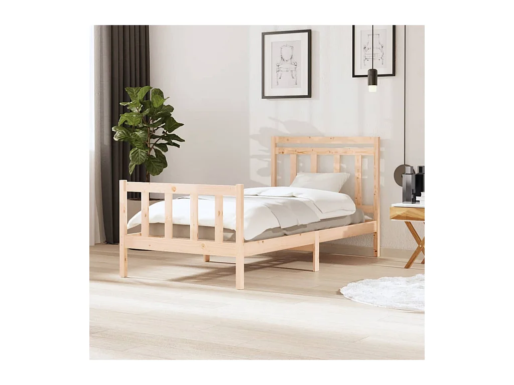 Cadre de lit sans matelas bois massif 100x200 cm