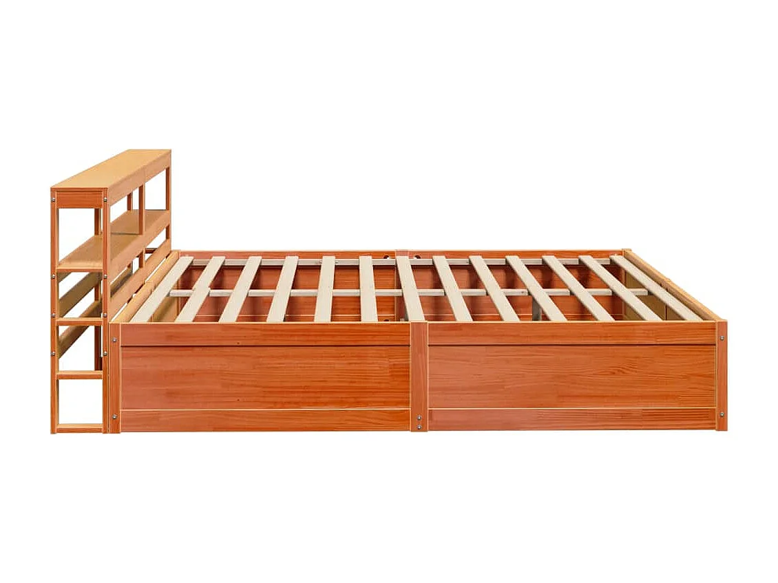 Cadre de lit et tête de lit cire marron 180x200 cm bois de pin